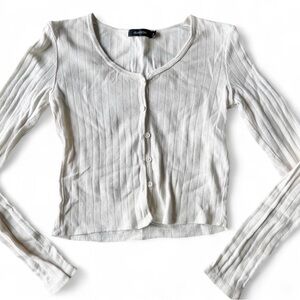 Glassons Womens Cream Cottagecore Knit Cardigan Long Sleeve Button Up Small